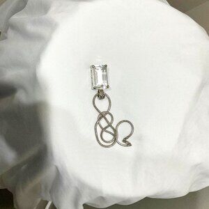 Sterling Silver 16" snake chain with faux crystal pendant